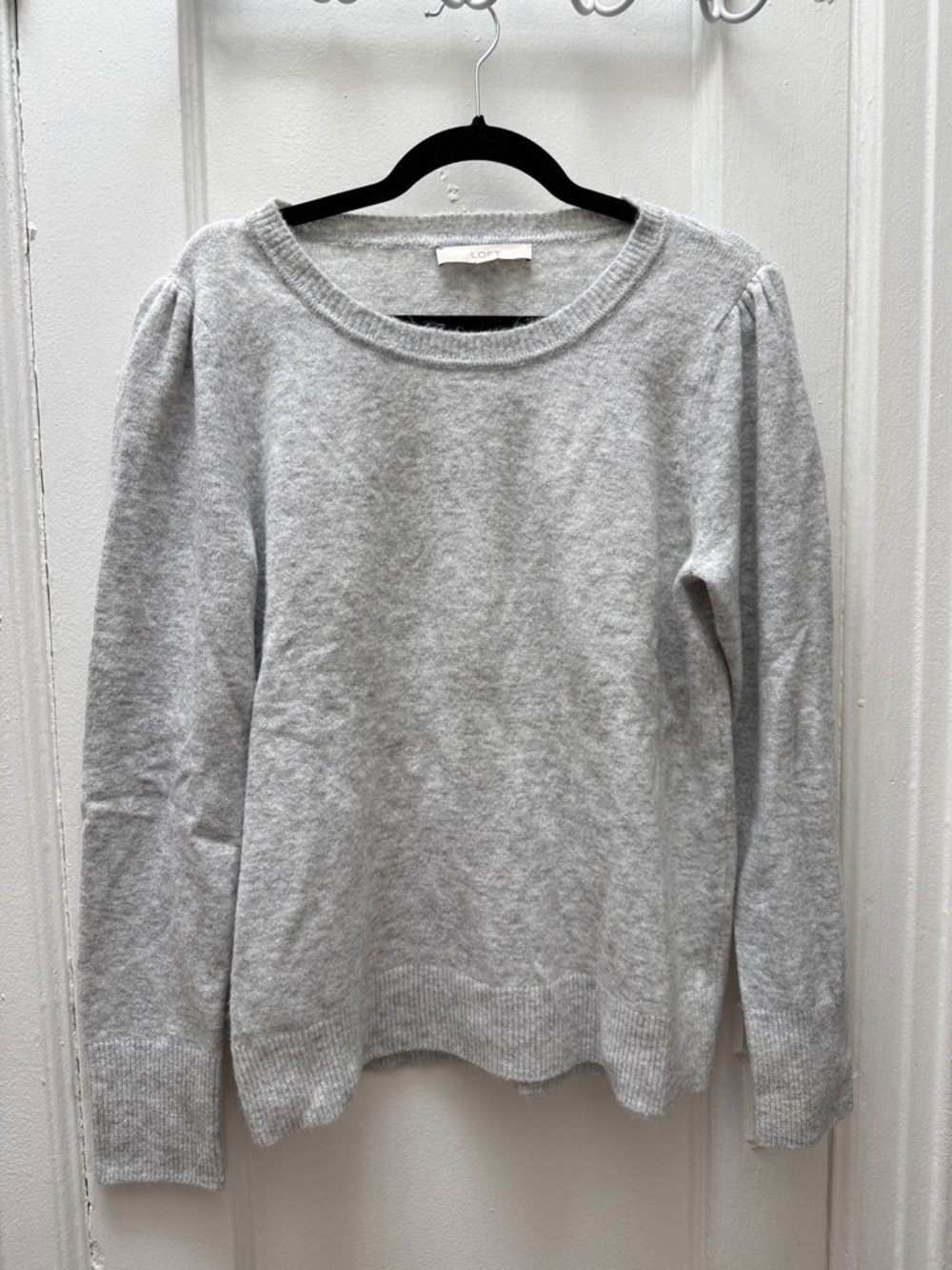 LOFT Creneck sweater with puff sleeve